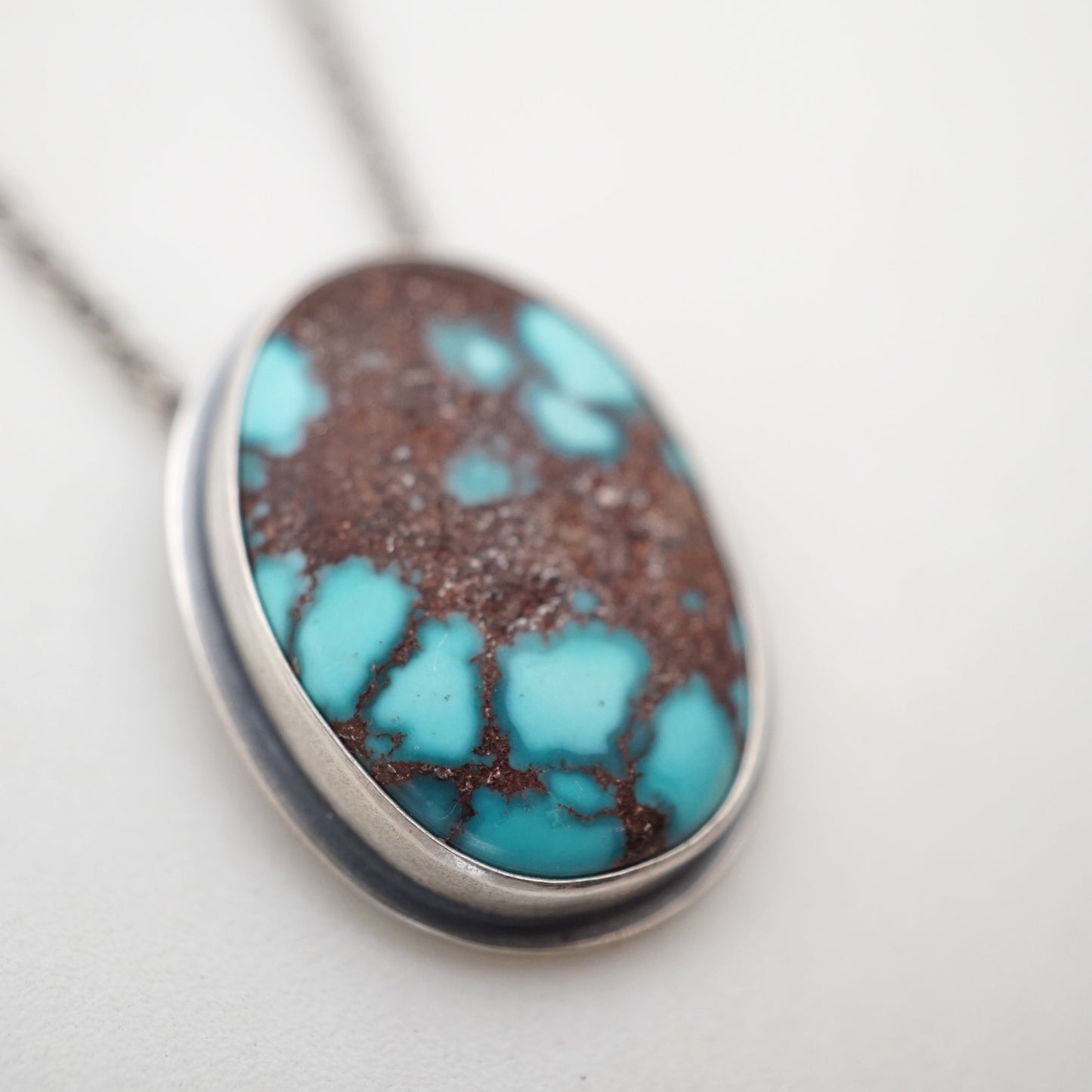 egyptian turquoise necklace - vertical oval - Lumenrose