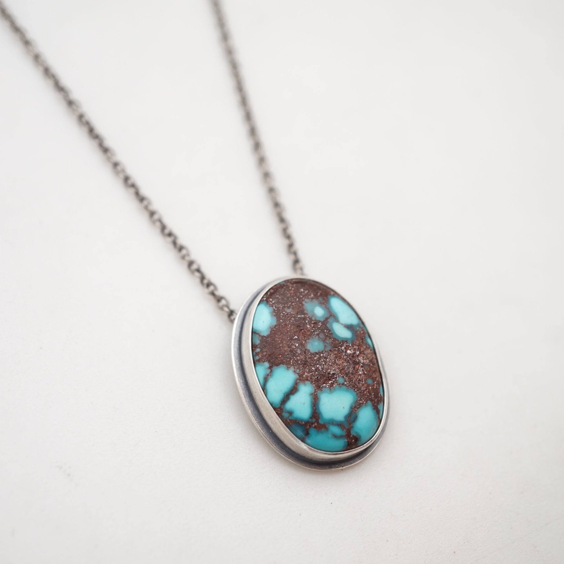 egyptian turquoise necklace - vertical oval - Lumenrose