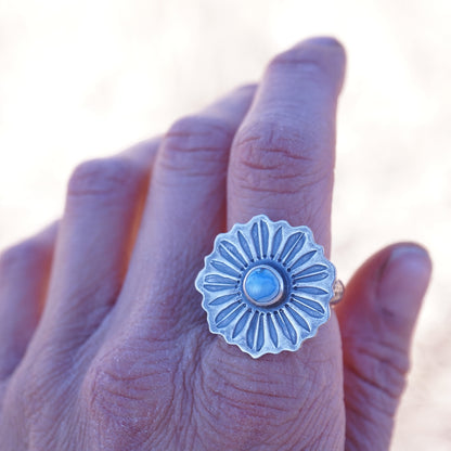 floral ring with lavender turquoise - size 8 - Lumenrose