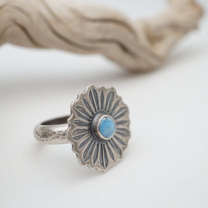 floral ring with lavender turquoise - size 8 - Lumenrose