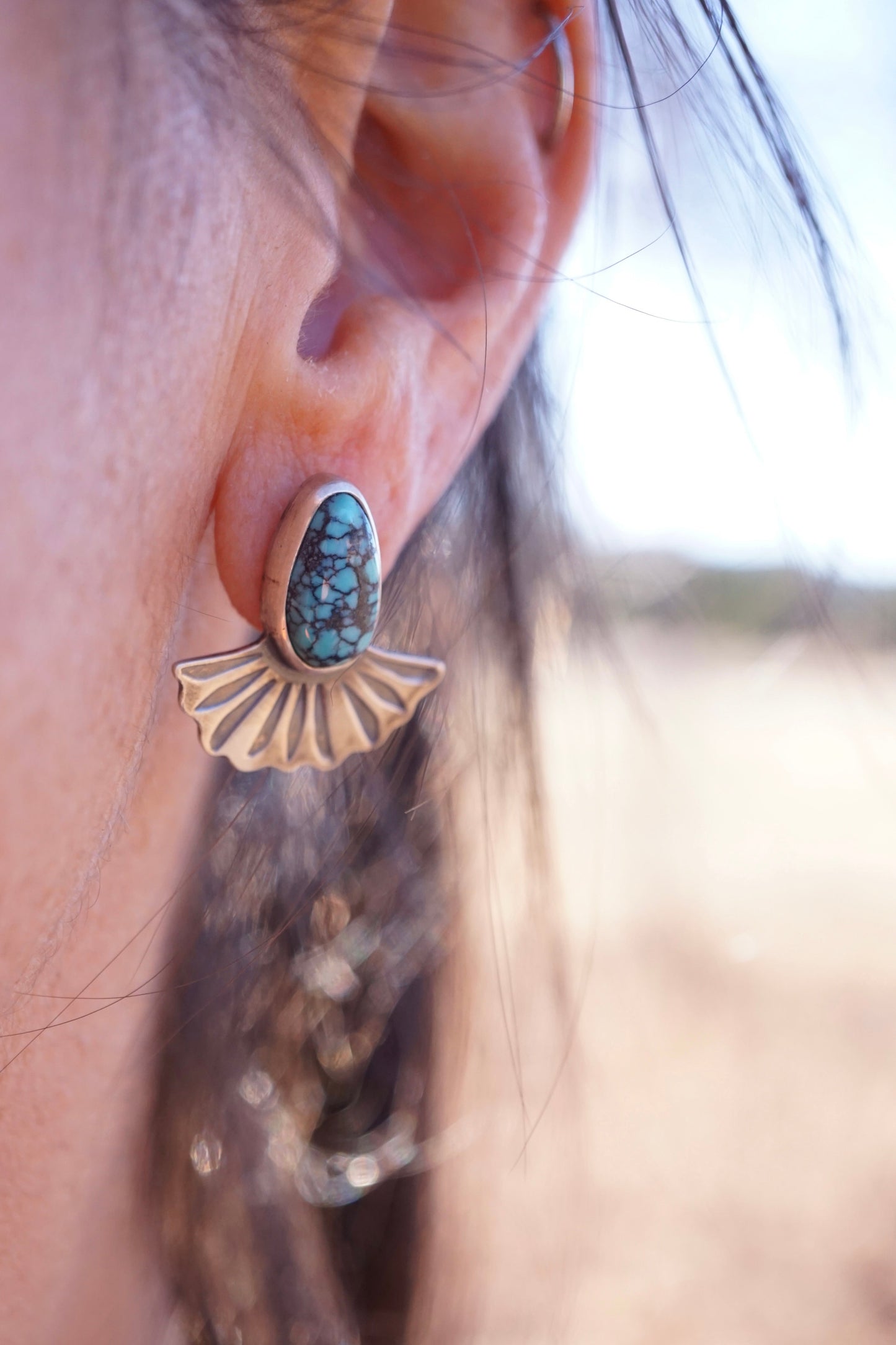 floral studs with old stock cloud mountain turquoise - Lumenrose