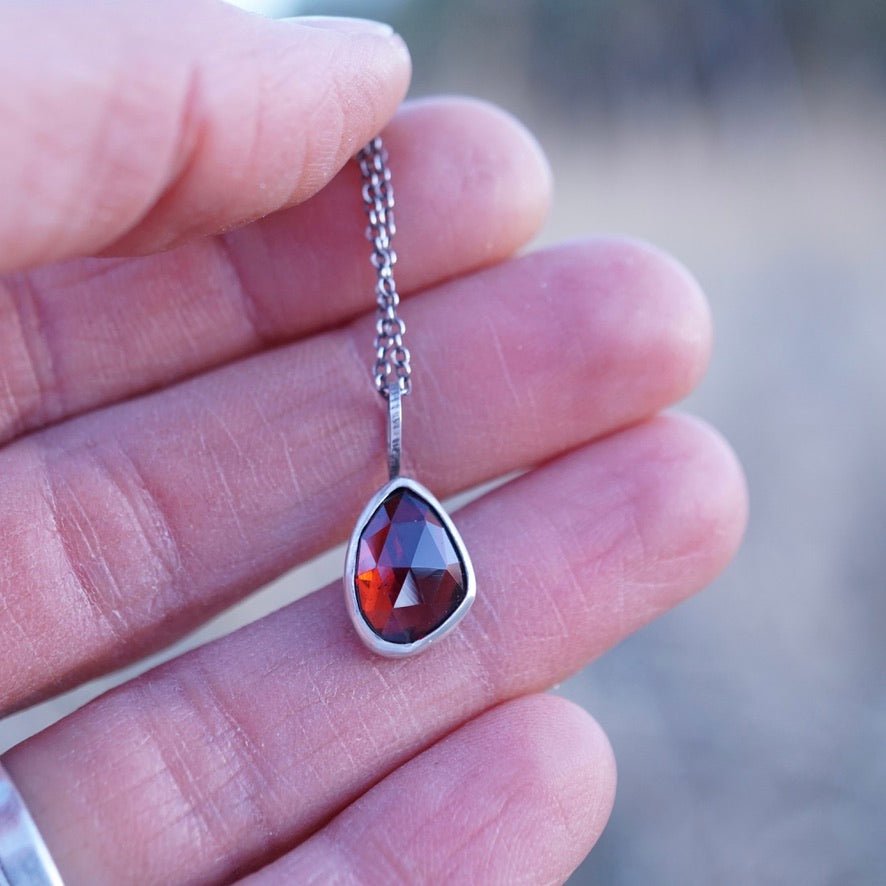 garnet + silver dainty necklace - Lumenrose