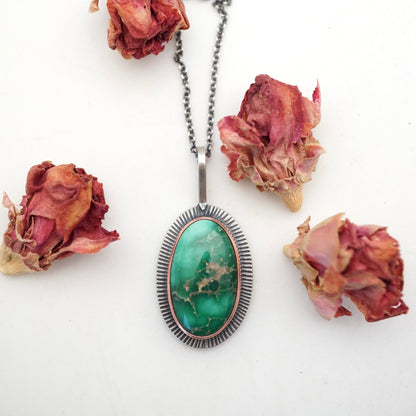 glowing broken arrow variscite necklace - Lumenrose