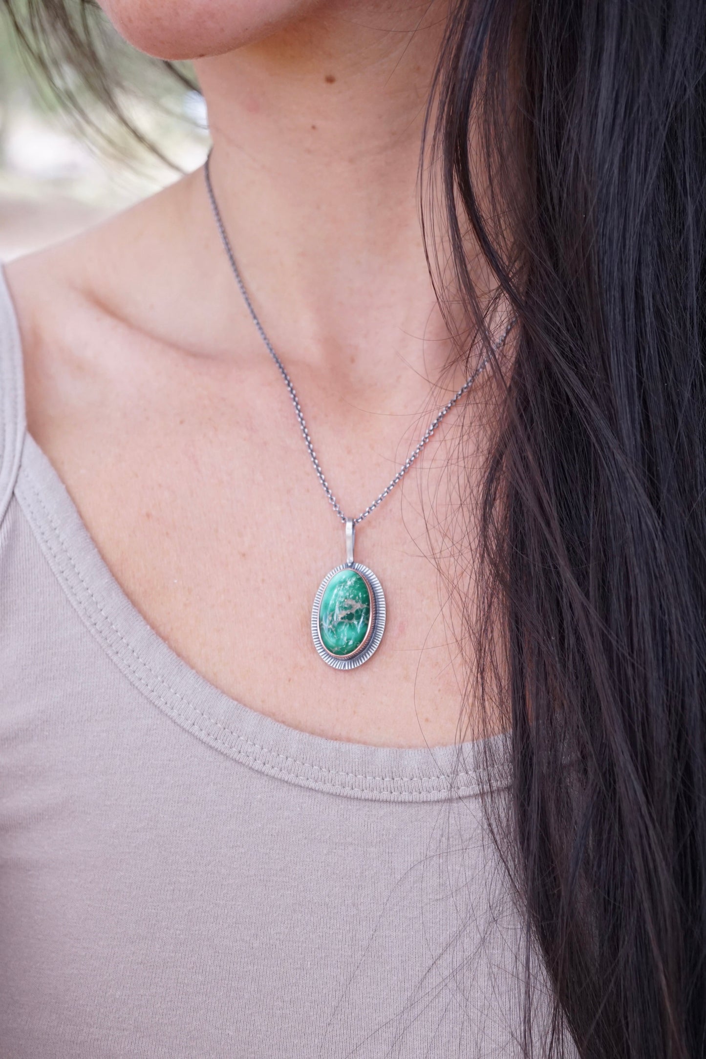 glowing broken arrow variscite necklace - Lumenrose