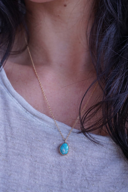godber turquoise + 14k goldfill necklace - 20" chain - Lumenrose