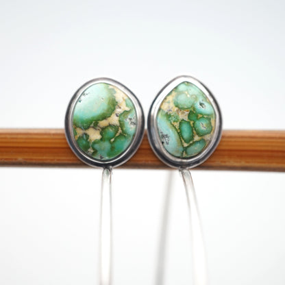 green pools sonoran gold turquoise + silver hoops - Lumenrose