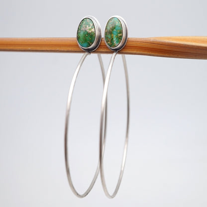 green sonoran gold turquoise + silver hoops - Lumenrose