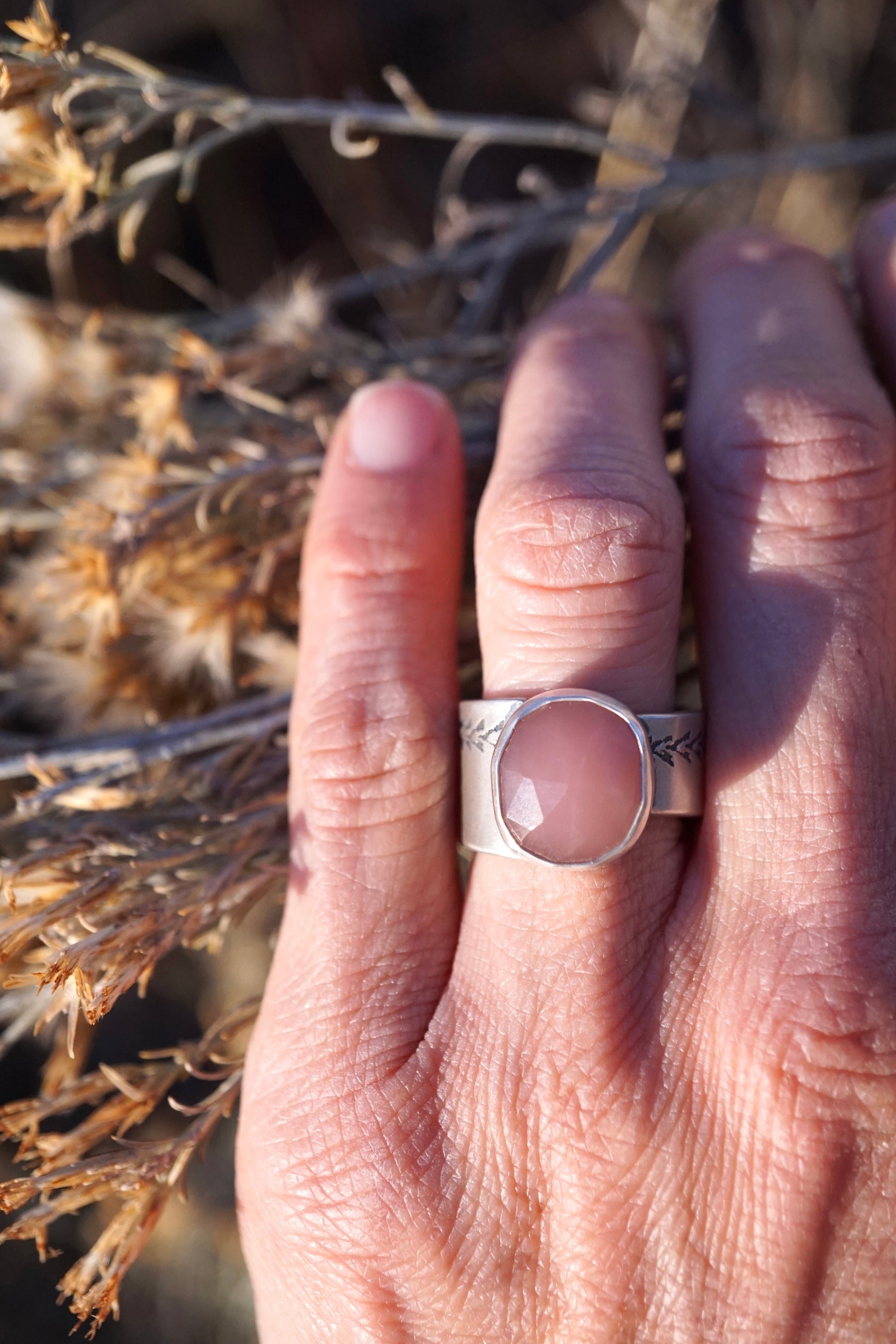 guava quartz asymmetrical ring - size 6 - Lumenrose