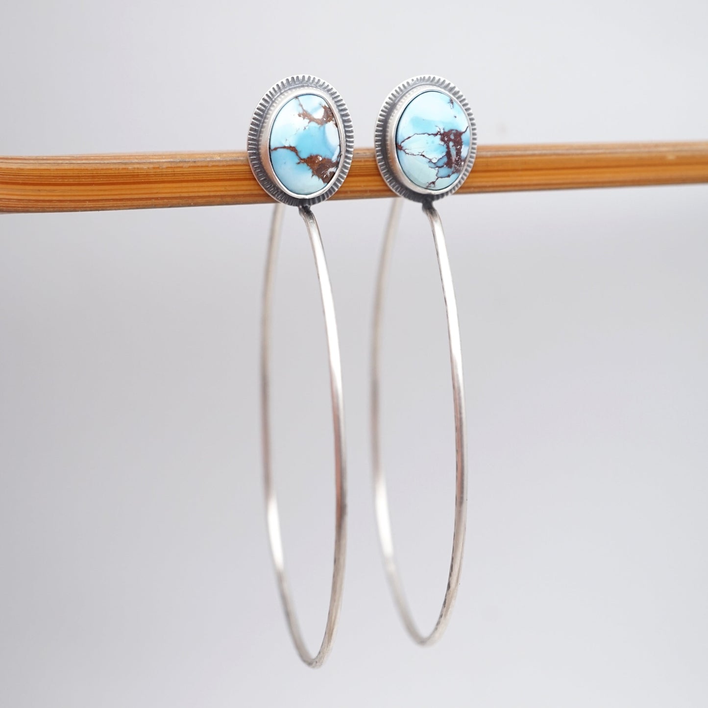 high grade lavender turquoise + silver hoops - Lumenrose