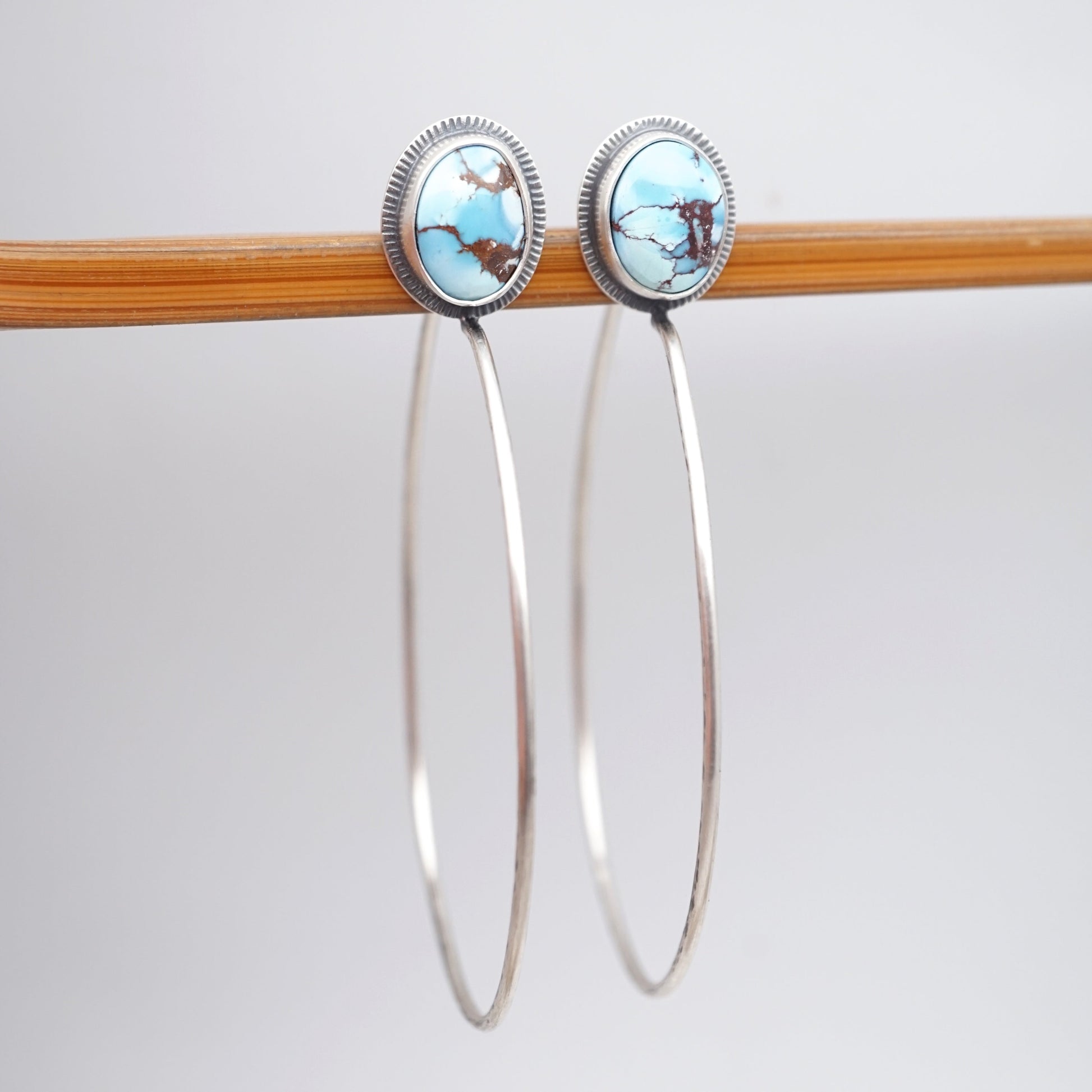 high grade lavender turquoise + silver hoops - Lumenrose