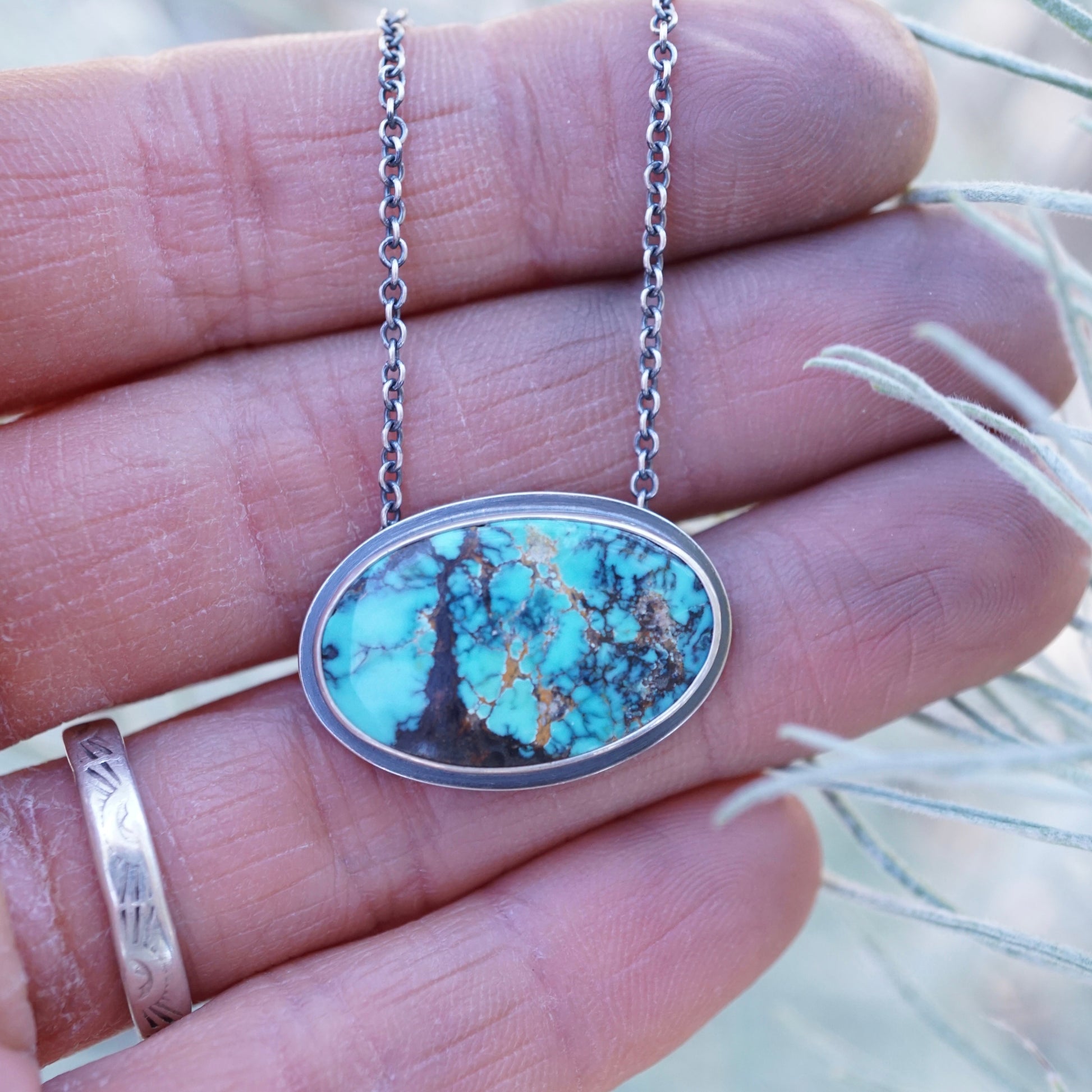 hubei turquoise oval necklace - medium - Lumenrose