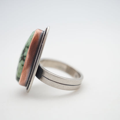 hubei turquoise ring with copper bezel - size 6 - Lumenrose