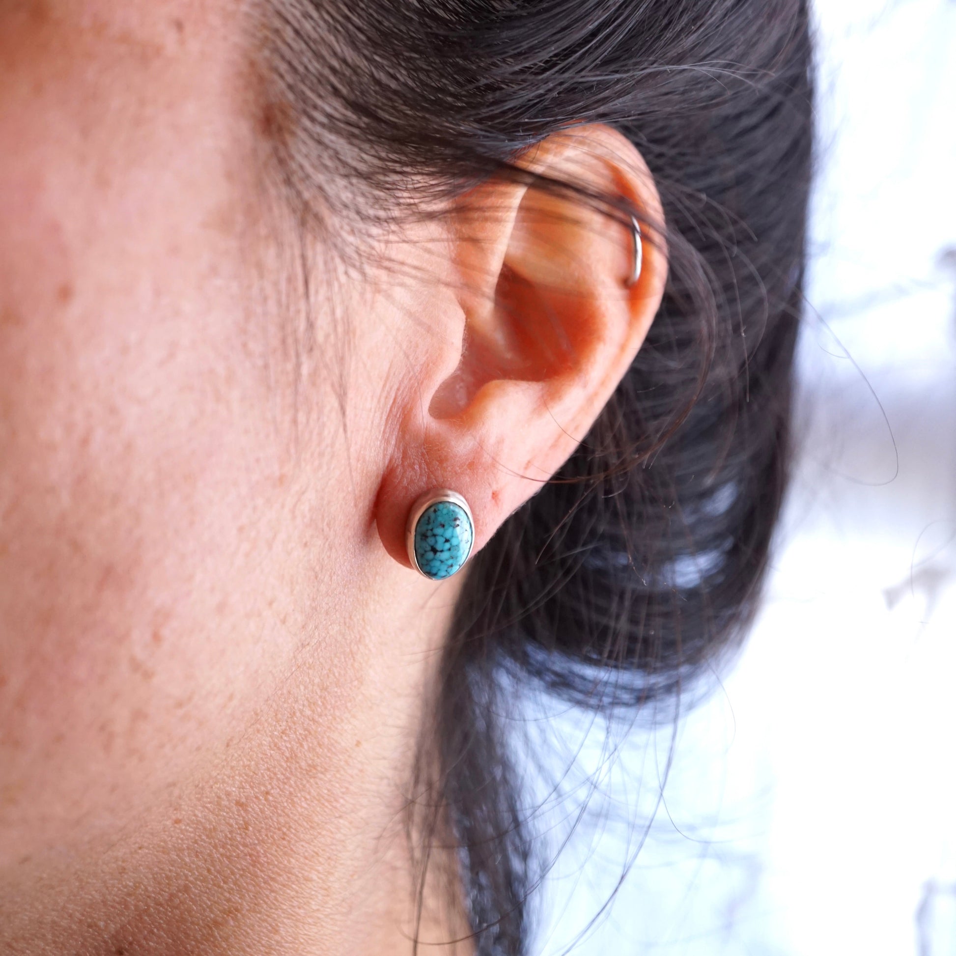 kingman blackweb turquoise studs - Lumenrose