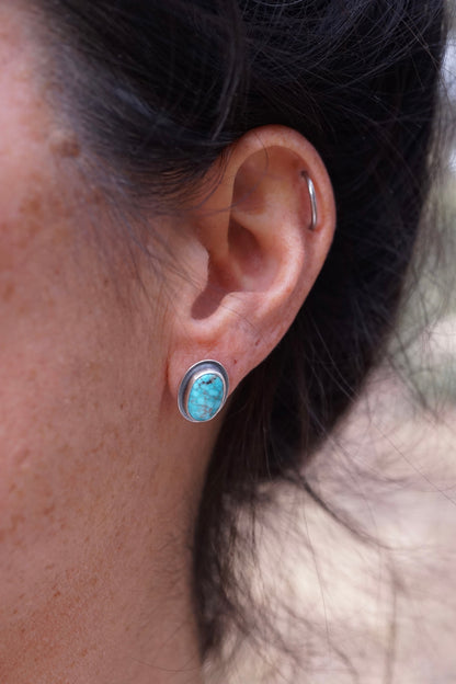 kingman bright blue turquoise studs - Lumenrose