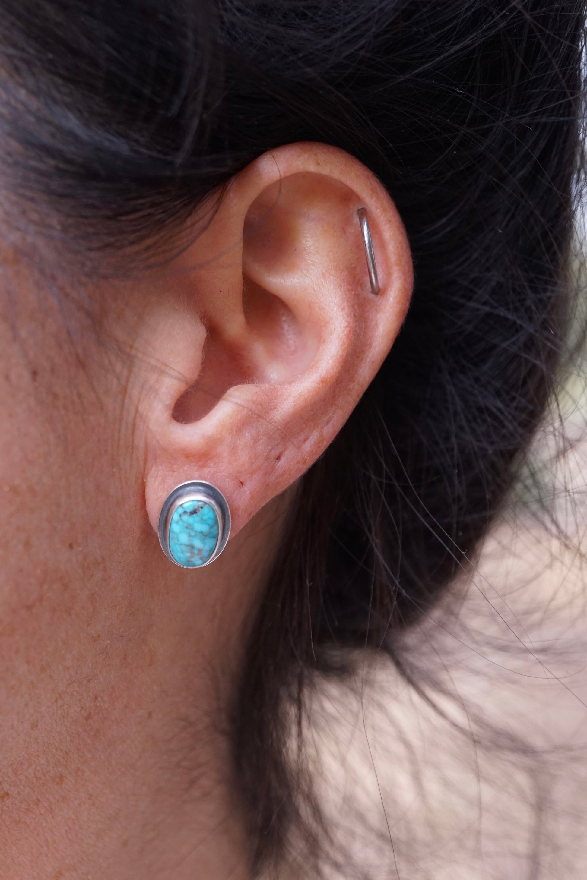 kingman bright blue turquoise studs - Lumenrose