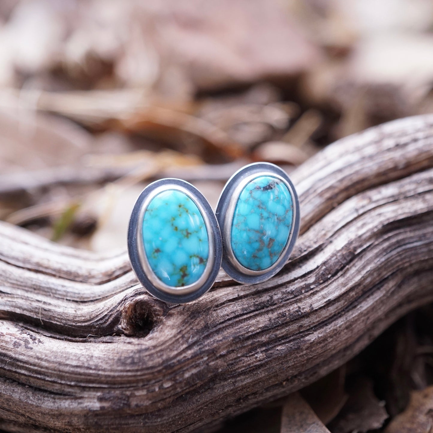 kingman bright blue turquoise studs - Lumenrose