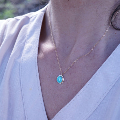 kingman turquoise + 14k goldfill dainty necklace - Lumenrose