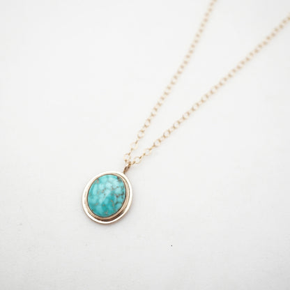 kingman turquoise + 14k goldfill dainty necklace - Lumenrose