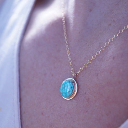 kingman turquoise + 14k goldfill dainty necklace - Lumenrose