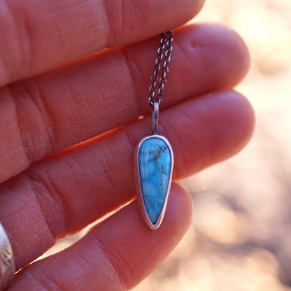 kingman turquoise long teardrop necklace - Lumenrose