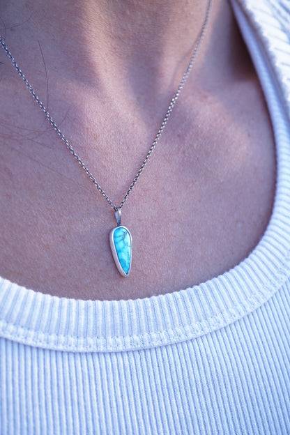 kingman turquoise long teardrop necklace - Lumenrose