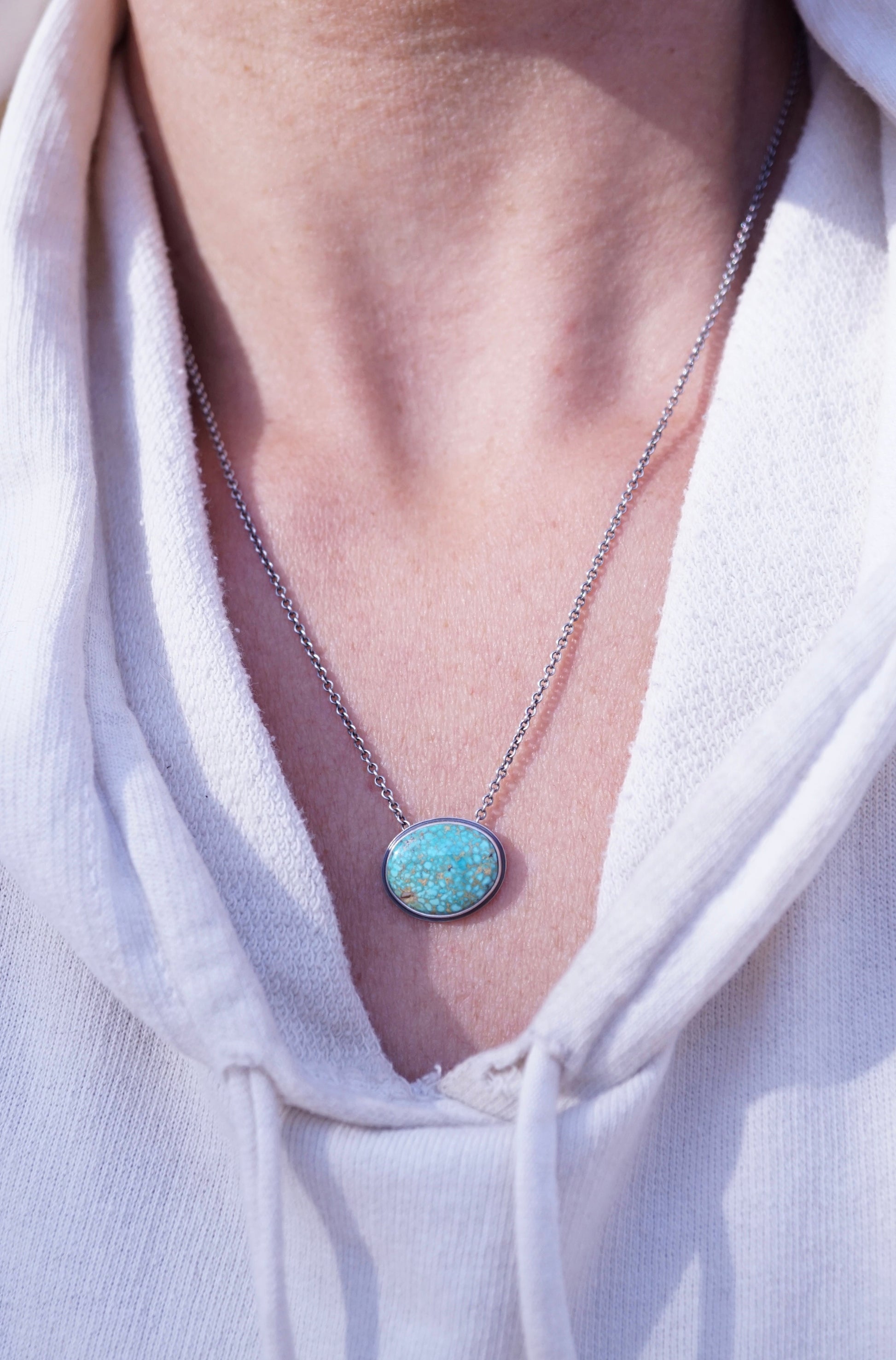 kingman turquoise oval necklace - discounted for slight stone flaw - Lumenrose