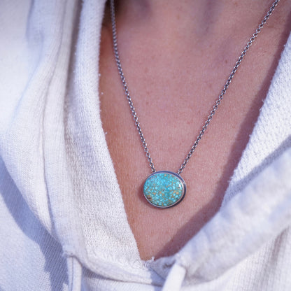 kingman turquoise oval necklace - discounted for slight stone flaw - Lumenrose