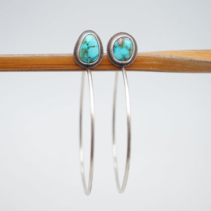 kingman turquoise + silver hoops - SMALL SIZE - Lumenrose