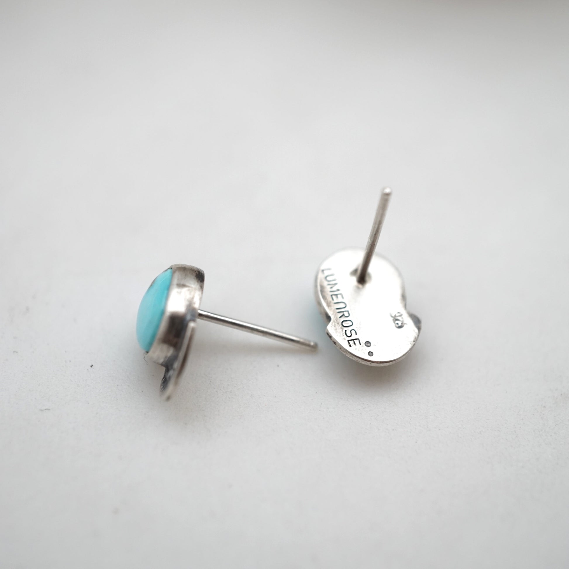 kingman turquoise stamped studs - Lumenrose