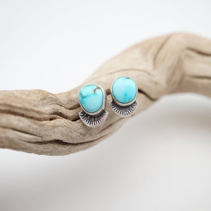 kingman turquoise stamped studs - Lumenrose