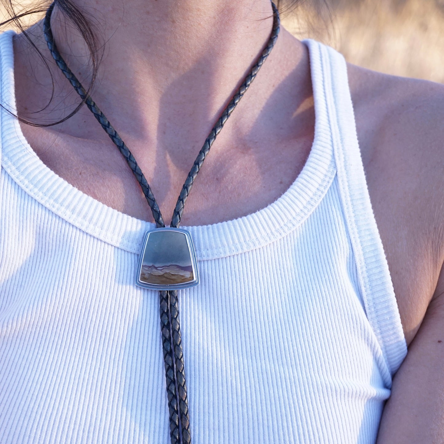 landscape jasper bolo tie - Lumenrose