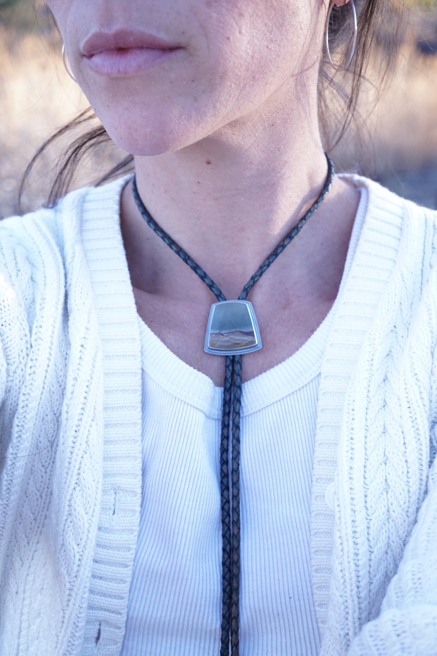 landscape jasper bolo tie - Lumenrose