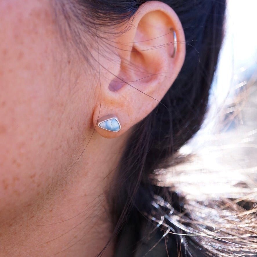 lavender turquoise triangular studs - Lumenrose