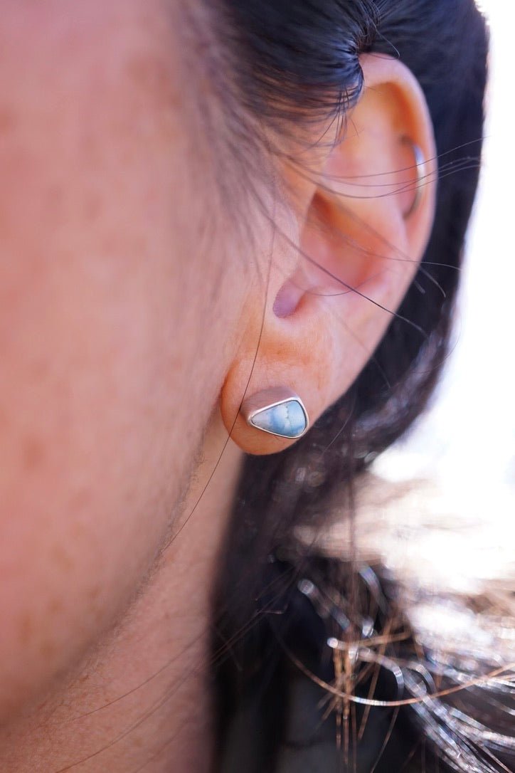 lavender turquoise triangular studs - Lumenrose