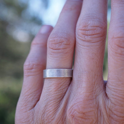 lightly textured silver ring band - size 5.5 - Lumenrose