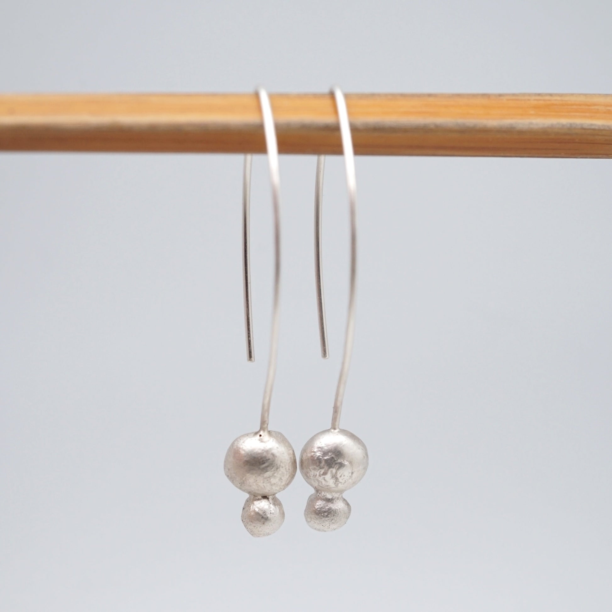 liquid silver double drop dangle earrings - Lumenrose