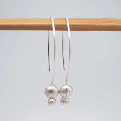 liquid silver double drop dangle earrings - Lumenrose
