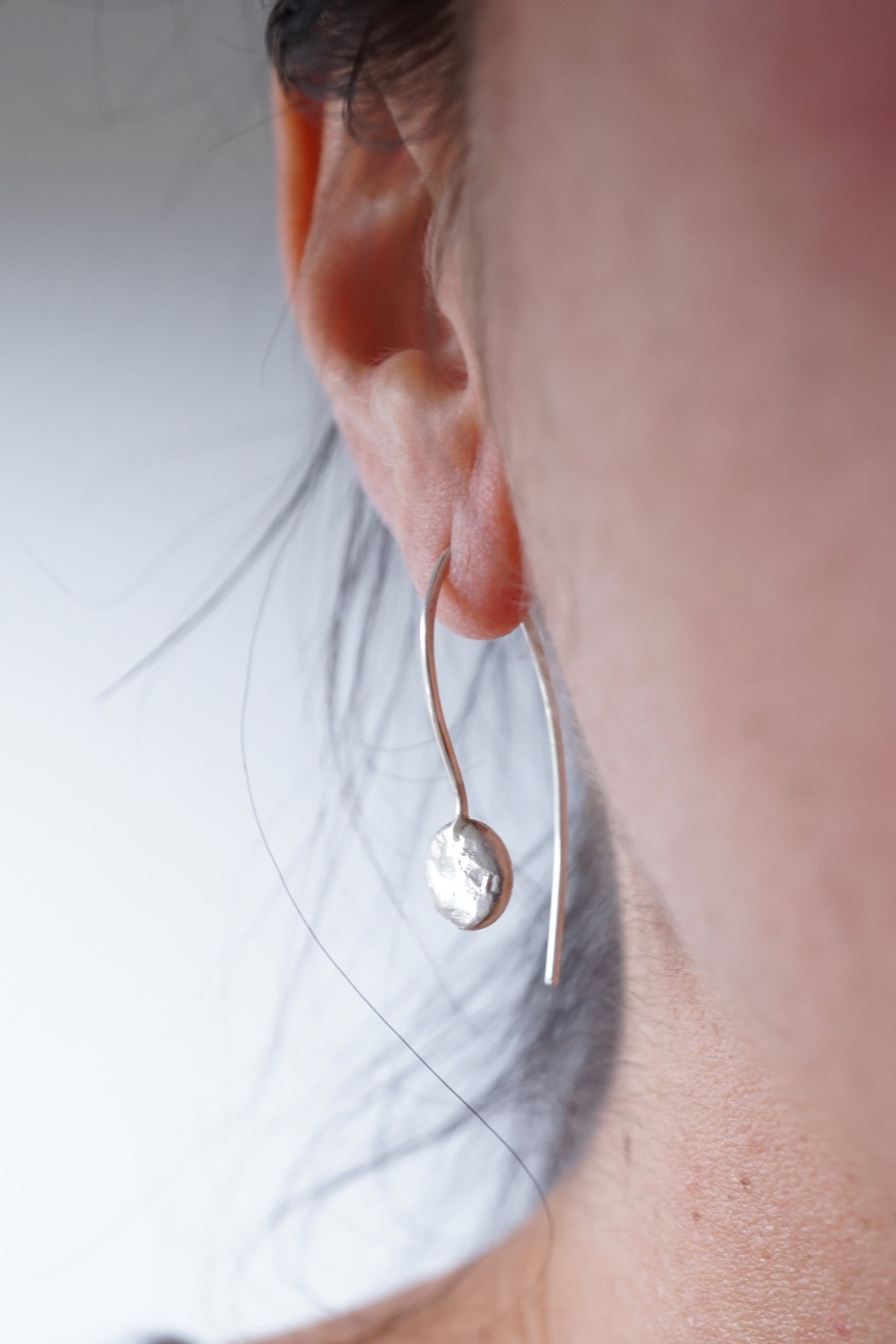 liquid silver single drop dangle earrings - Lumenrose