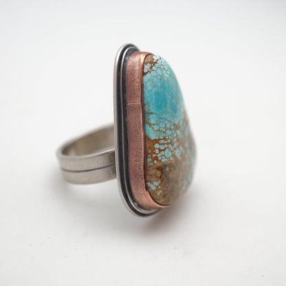 no. 8 turquoise ring with copper bezel - size 7.25 - Lumenrose
