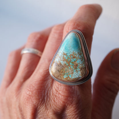 no. 8 turquoise ring with copper bezel - size 7.25 - Lumenrose