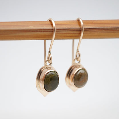 olive brown royston turquoise + 14k goldfill teardrop dangle earrings - Lumenrose