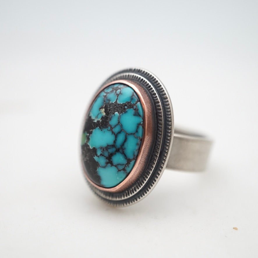 polychrome chinese turquoise ring - size 8.75 - Lumenrose