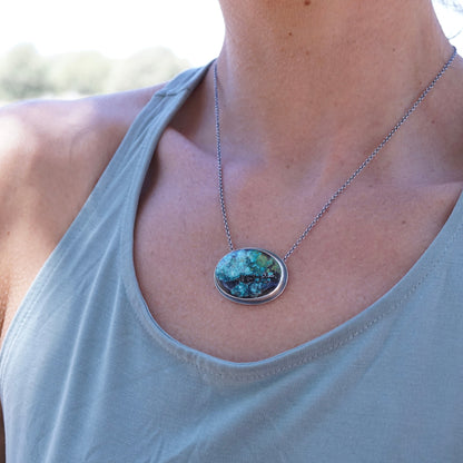 polychrome hubei turquoise oval necklace - large - Lumenrose