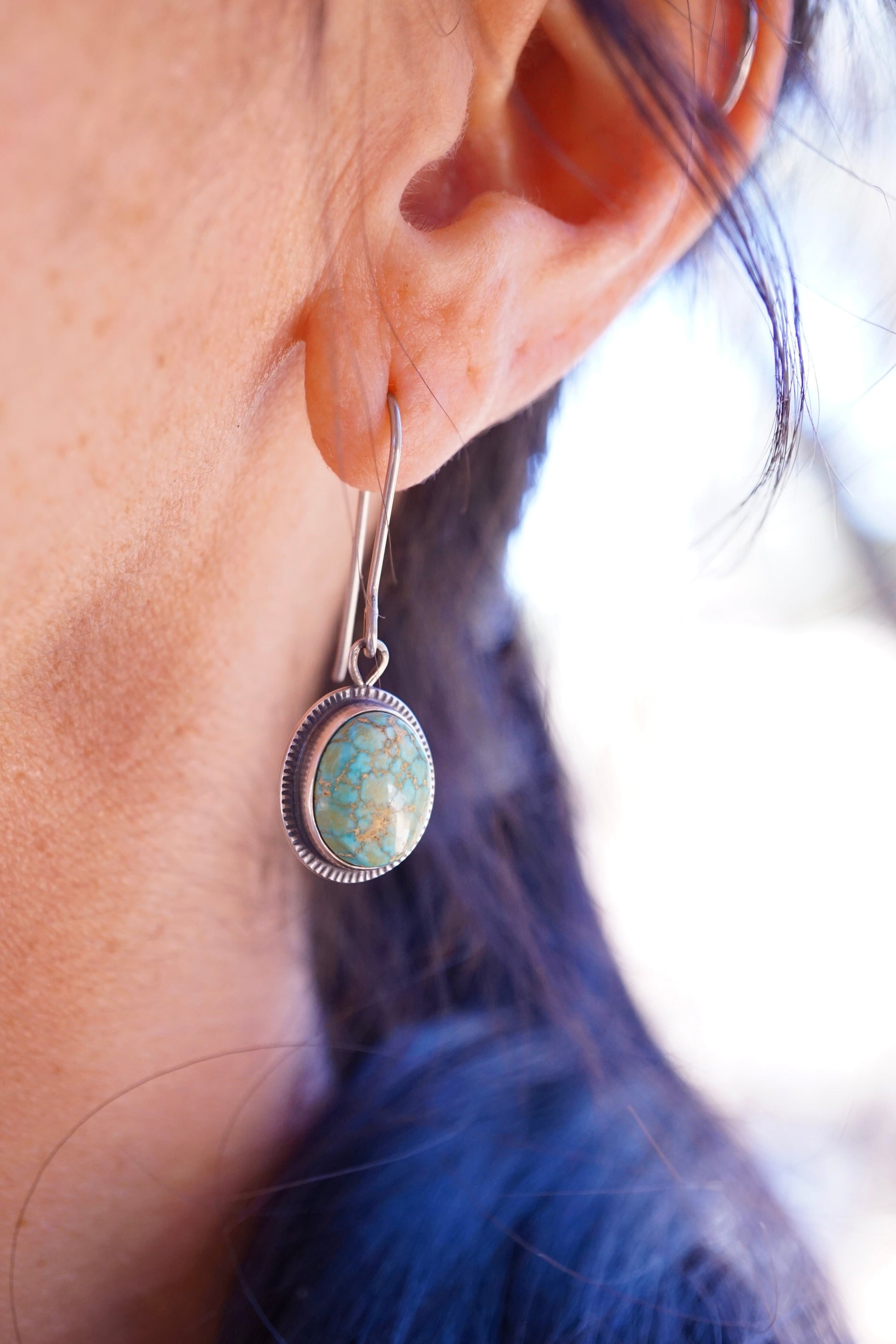 polychrome kingman turquoise dangles - Lumenrose