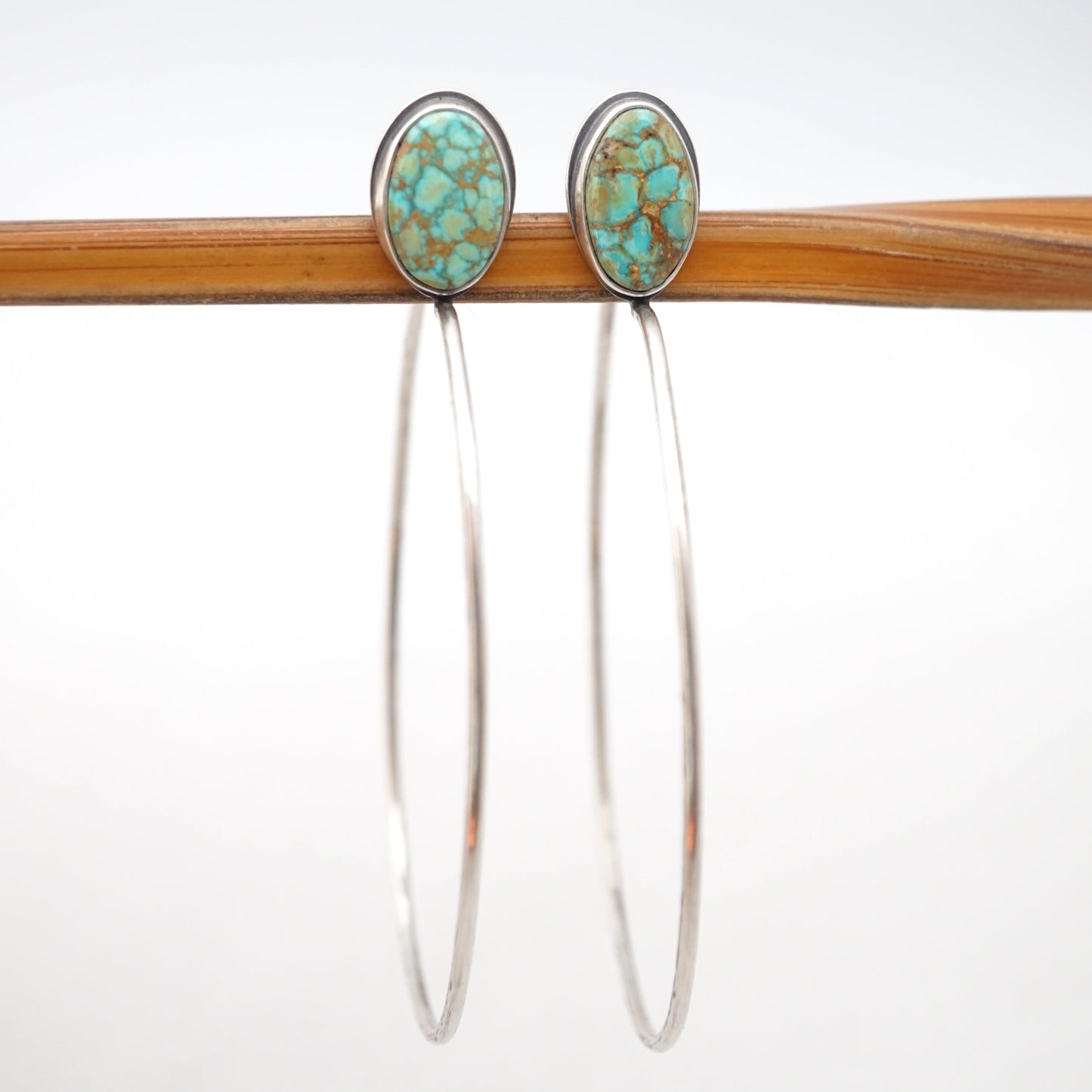 polychrome turquoise mountain turquoise + silver hoops - Lumenrose