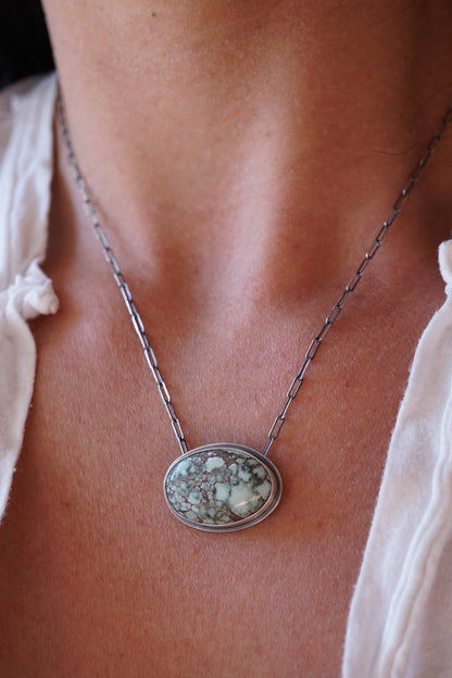 poseidon variscite mossy oval necklace - Lumenrose