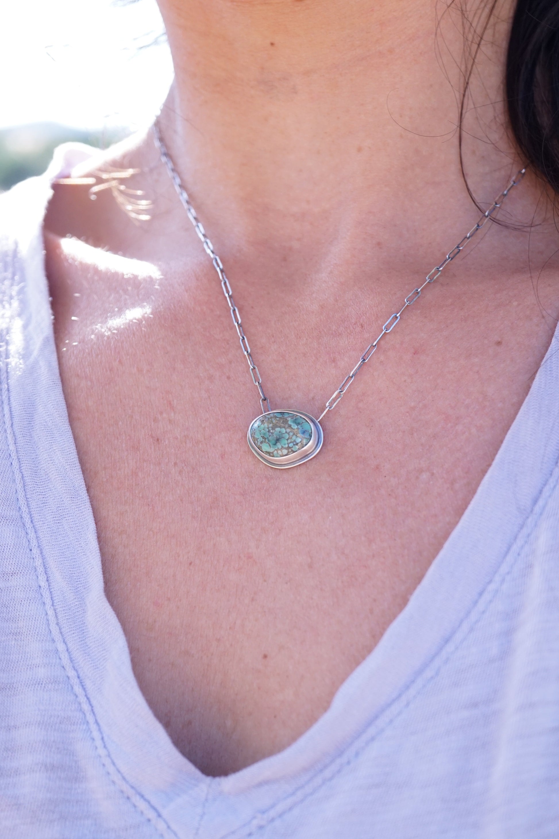 poseidon variscite small oblong necklace - Lumenrose