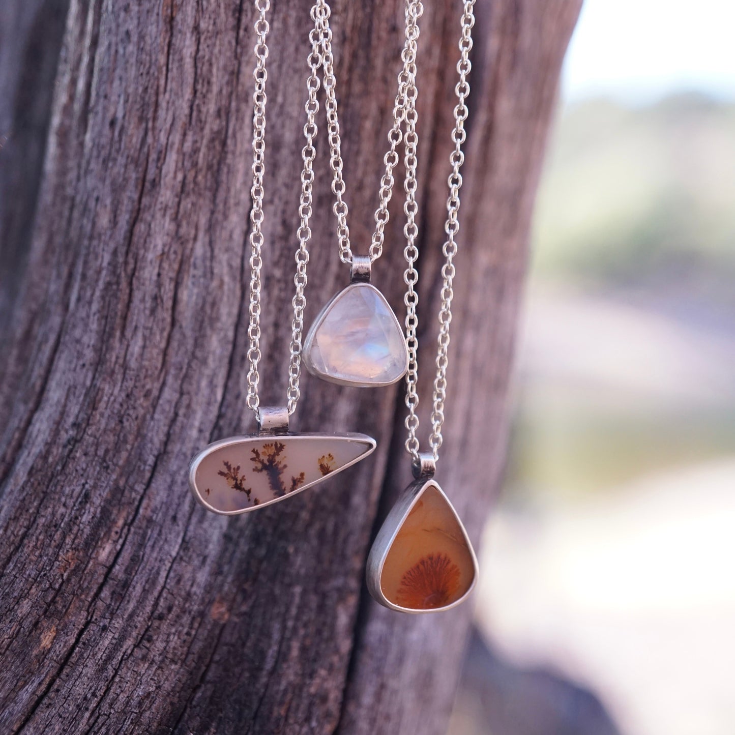 rainbow moonstone necklace - discounted for stone flaw - Lumenrose