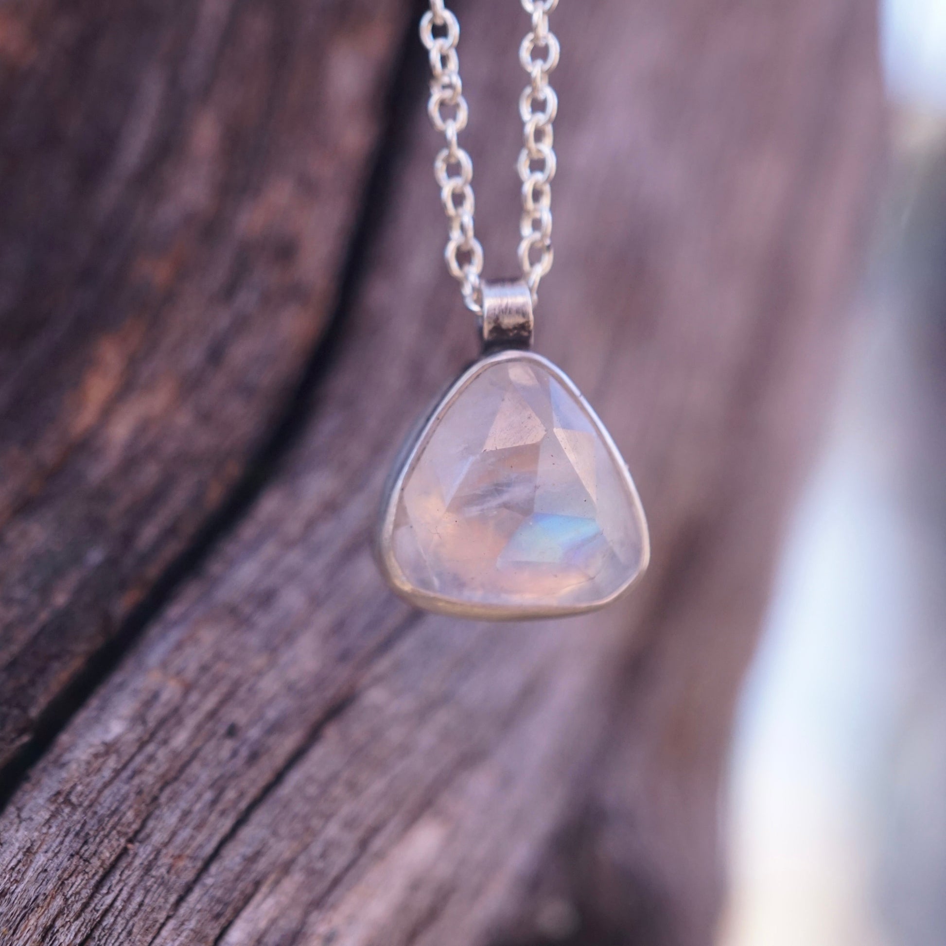 rainbow moonstone necklace - discounted for stone flaw - Lumenrose