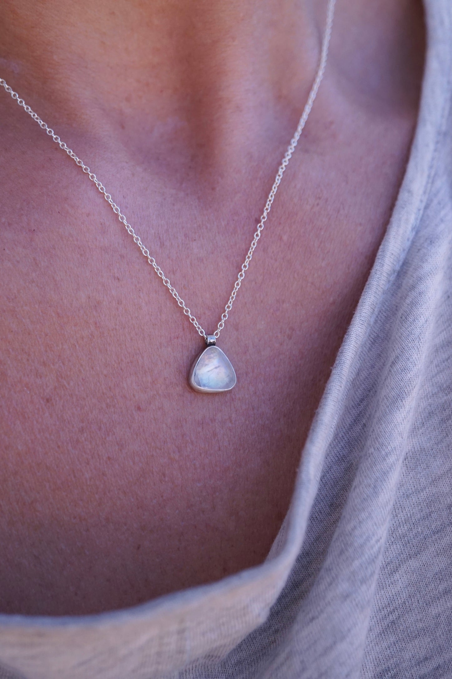 rainbow moonstone necklace - discounted for stone flaw - Lumenrose